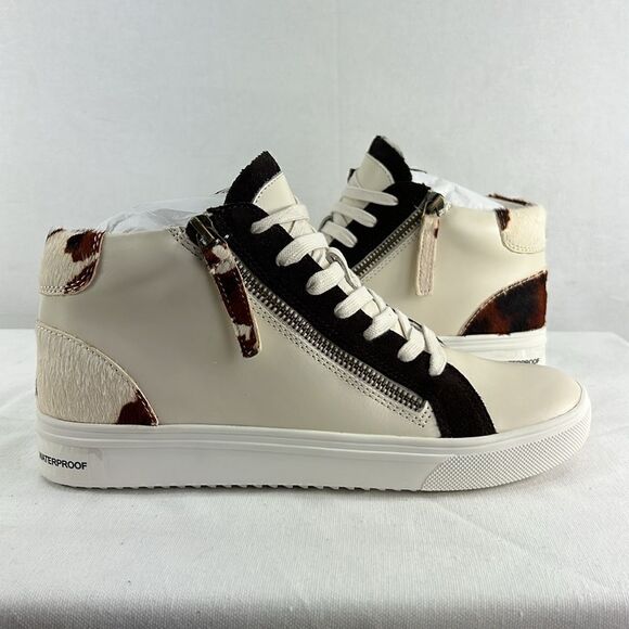 Aqua College Guliette Lace-Up Zip Sneakers- Cow Print Leather- Size 8 - NIB - Picture 5 of 7